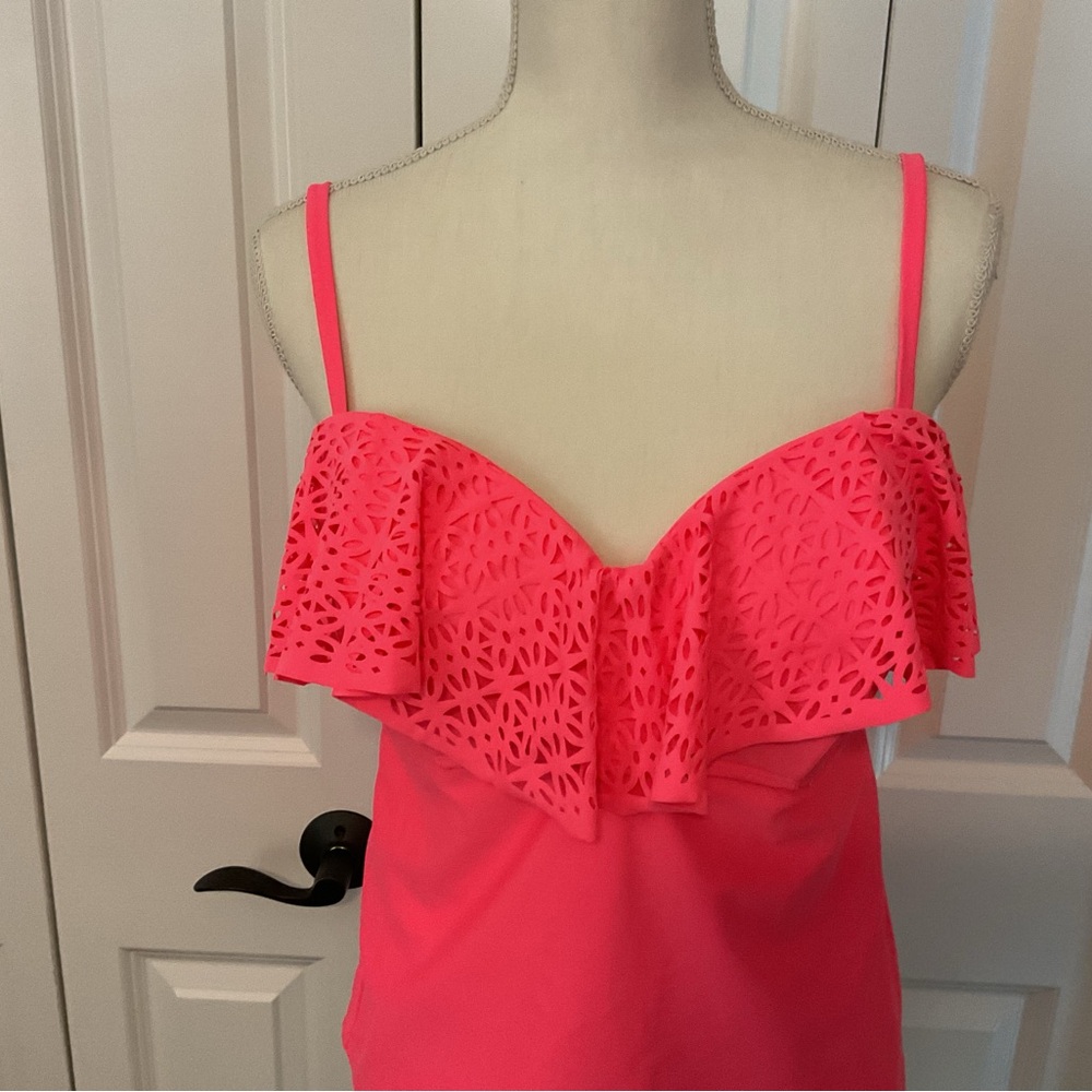 Pink Ruffle Women's Swim Top - Picture 2 of 10